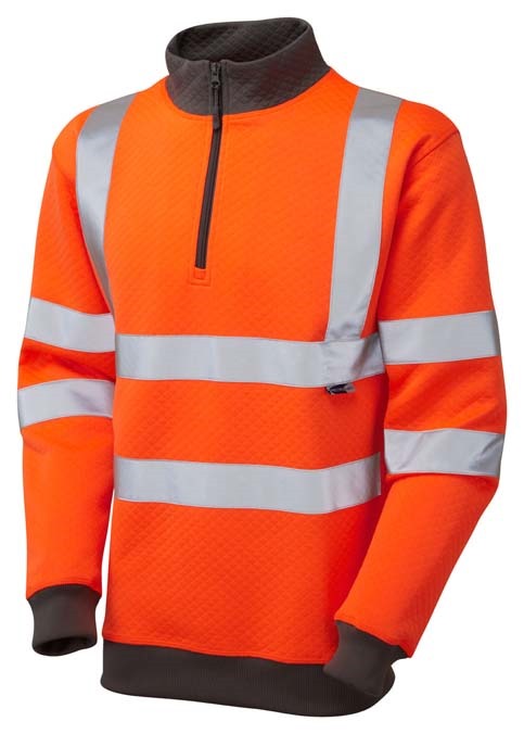 LEO WORKWEAR BRYNSWORTHY ISO 20471 Cl 3 1/4 Zip Sweatshirt